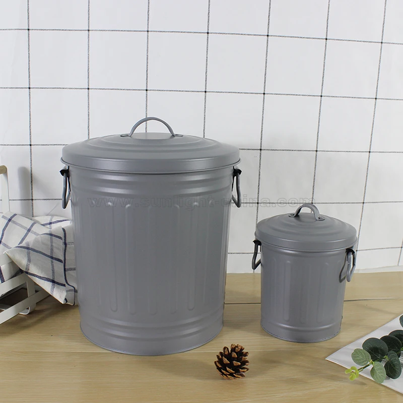 Miniature round Iron Trash Can Sustainable Household Food Waste Compost Canister Bucket