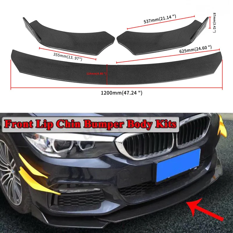 Car body kit Universal Auto Accessories ABS Universal Front Bumper Lip Splitter Spoiler for Toyota Ford BWW Honda Skoda Audi VW