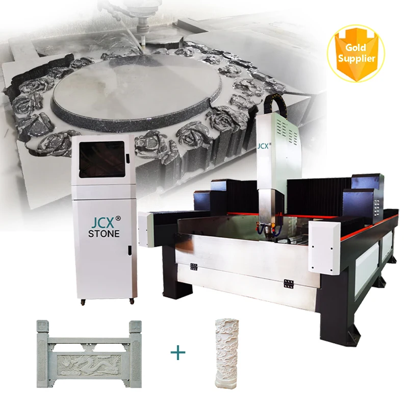 JCXstone  3D 1325 4 AXIS Stone CNC Engraving Machine with Built-in Circular Engraving for Pillars