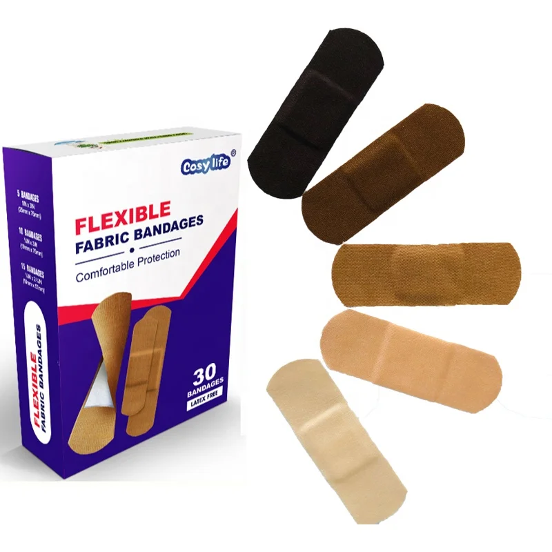 
CE certificate Flexible Fabric Adhesive Bandages band aid plaster, Assorted Sizes, 30 Count 