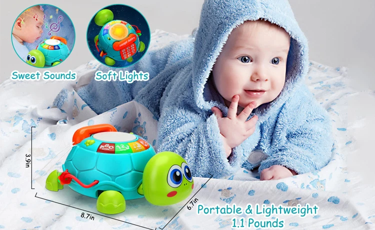 Высококачественные Мультяшные Детские ползучие индукционные черепахи телефон музыкальный развивающие игрушки