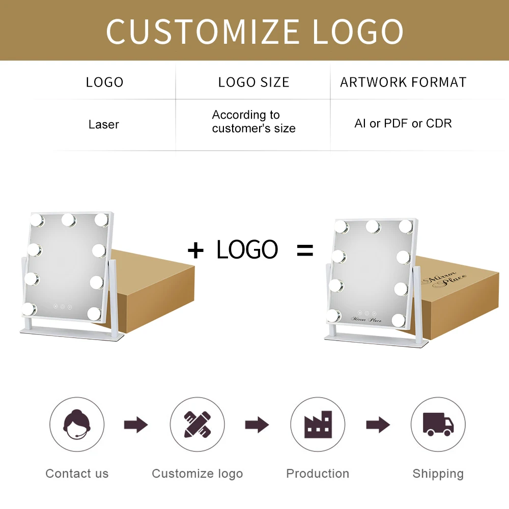 9 LED Dimmabl Bulbs Tabletop Makeup Mirror 3 Color Lighting Modes Hollywood Makeup Vanity Mirror