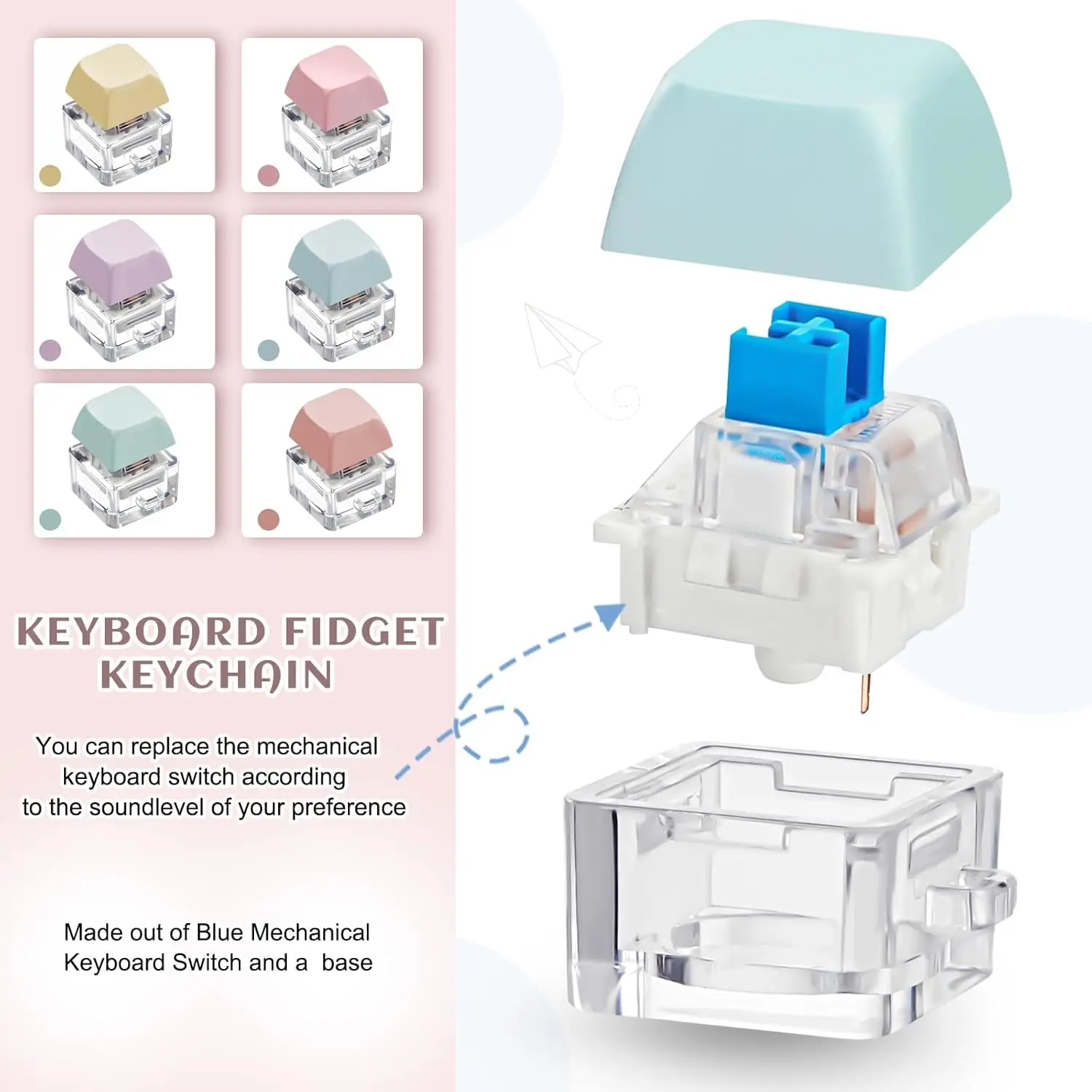 Keyboard Fidget Toy Fidget Clicker Keyboard Fidget Keychain Keyboard Decompression Toys Button Stress Relief Gifts