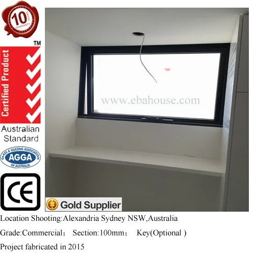 aluminium awning window with chain winder top hung casement windows AS 2047