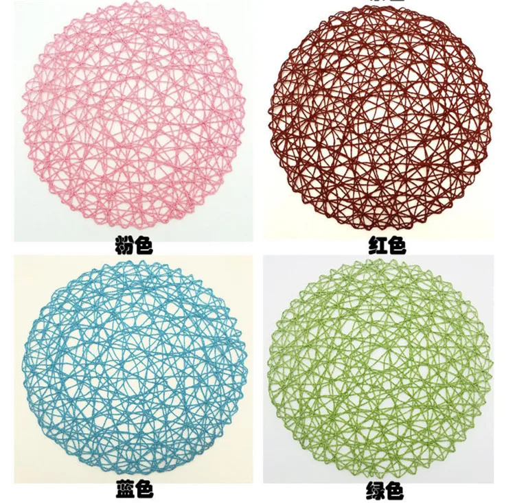 Colorful Round Paper Rope Hand Woven Dish Placemats Anti Slip Heat-Resistant Table Coaster For Home Restaurant Table Decoration