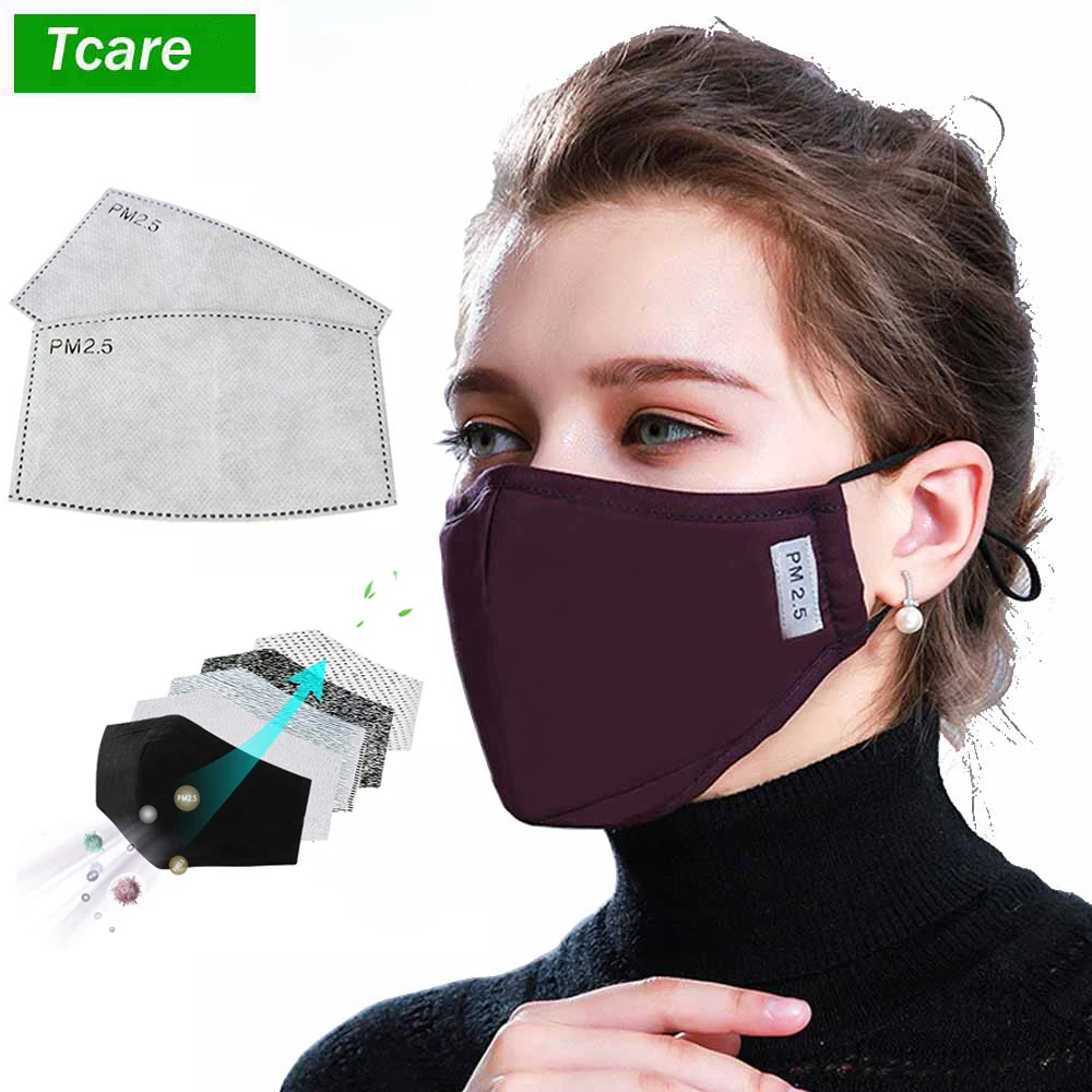 Unisex mouth muffle face cover cotton fabric activated carbon Washable cloth protection m+ask pm25 filter shield Reusable musk