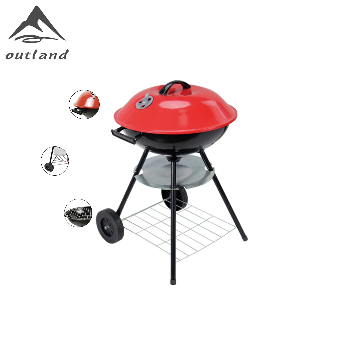 Гриль уличный угольный гриль утолщенные колеса из нержавеющей стали складной портативный большой бытовой яблочный гриль