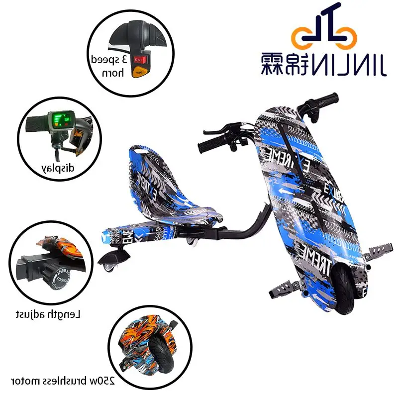 Customizable Drifting Scooter Logo Custom Electric Drift Scooter Blue Gradient Color 360 Drift Trike