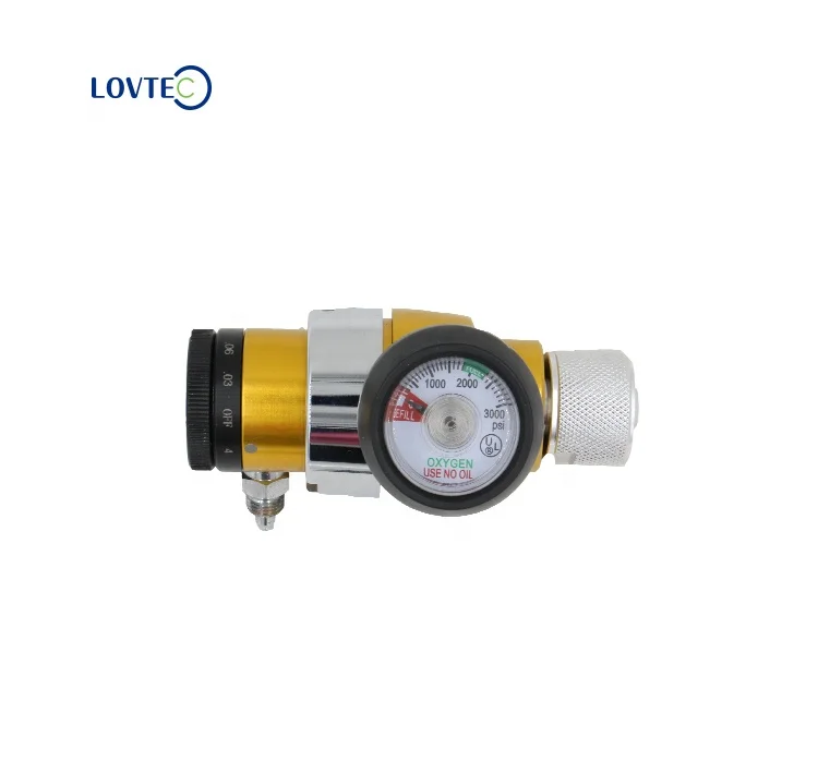 Lovtec two gauges Medical Grade CGA870 Oxygen regulator For medical Oxygen Cylinder plastic knorb