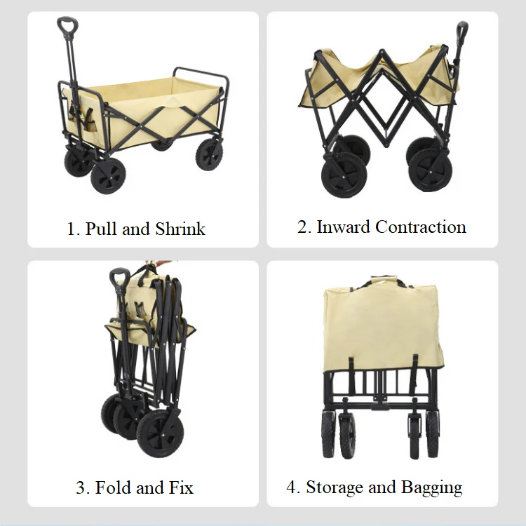 Wholesale Folding Adjustable Handle Outdoor Foldable Shopping Carts Beach Transport Collapsible Camping Cart Folding Wagon