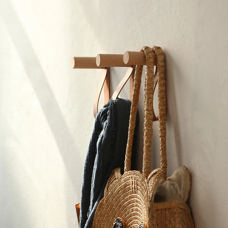 Leather Hook Hanger Hat Coat Door Clothes Rack Creative Wall Wood Decorate European HK-265 Hooks & Rails Clothing 1 Hook