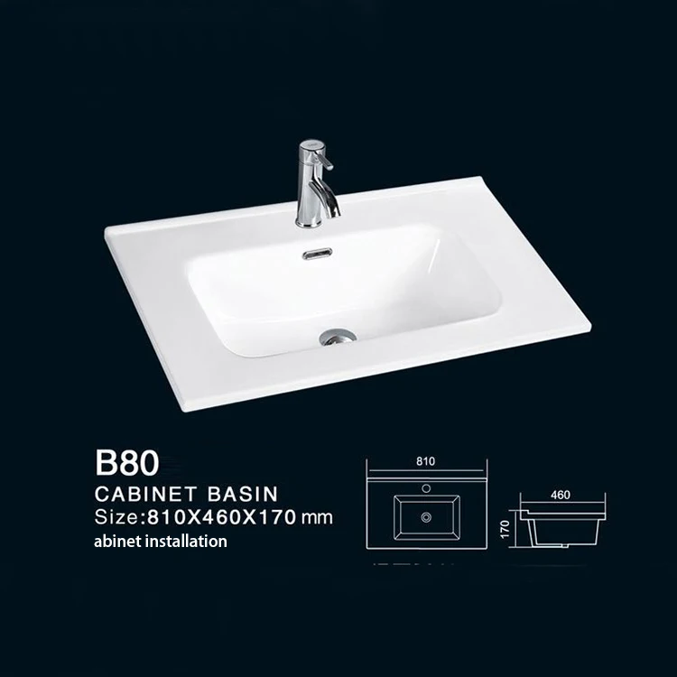 Countertop sink,ceramic washing basin, thin-edged white color rectangle wash basin for modern bathroom