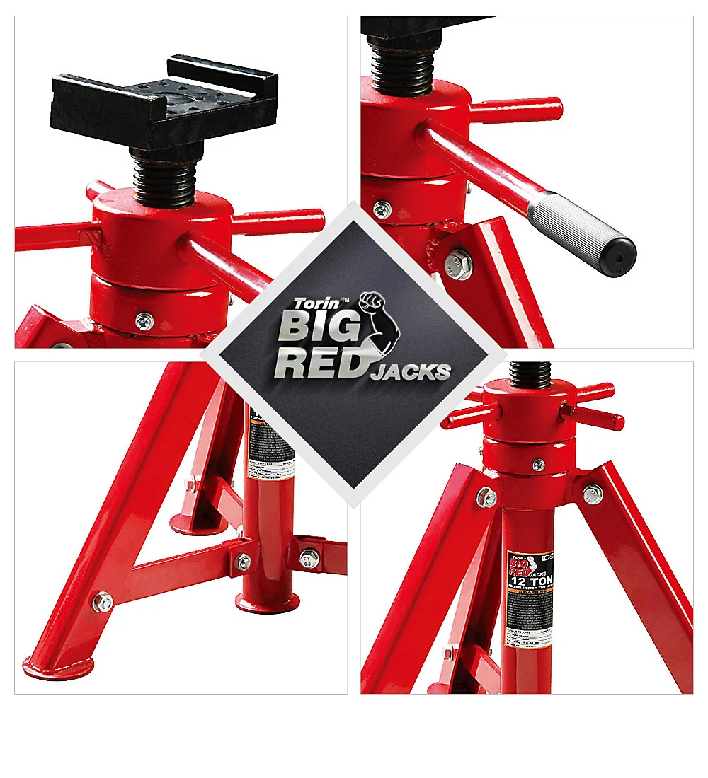 Torin TRF3201-3202 Heavy Duty 12 Ton Car Repair Steel Screw Foldable Jack Stand