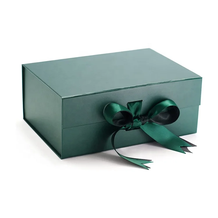 Custom Black Large Paper Square Cardboard Magnetic Lid Closure Collapsible Gift Boxes Packaging Box Foam Insert With Ribbon