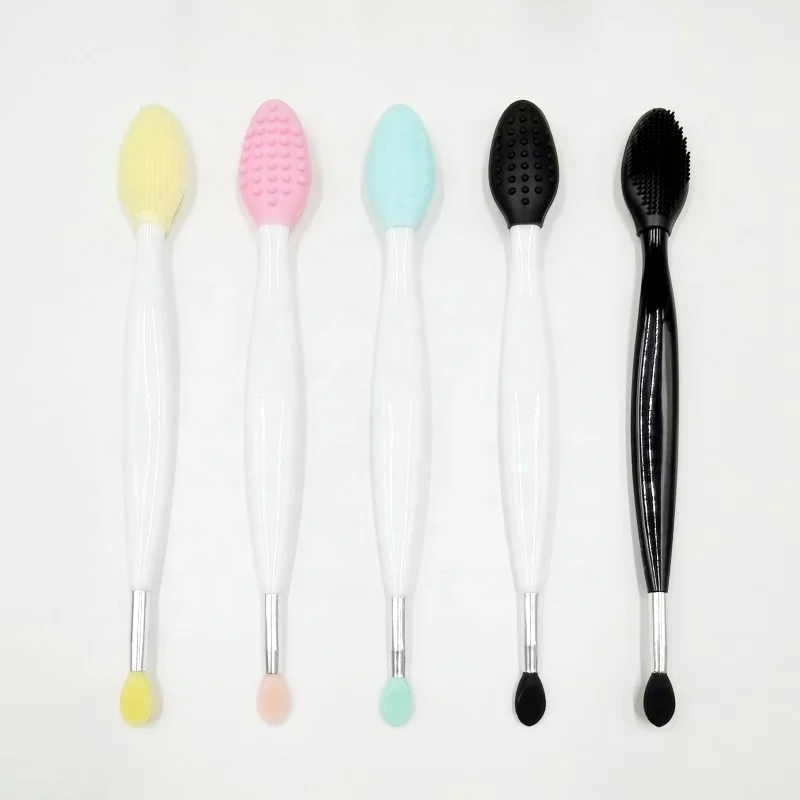 Lip Care Tool Double Side Silicone Lip Scrub Balm Mask Brush Dual Ended Lip Exfoliator and Applicator Tool