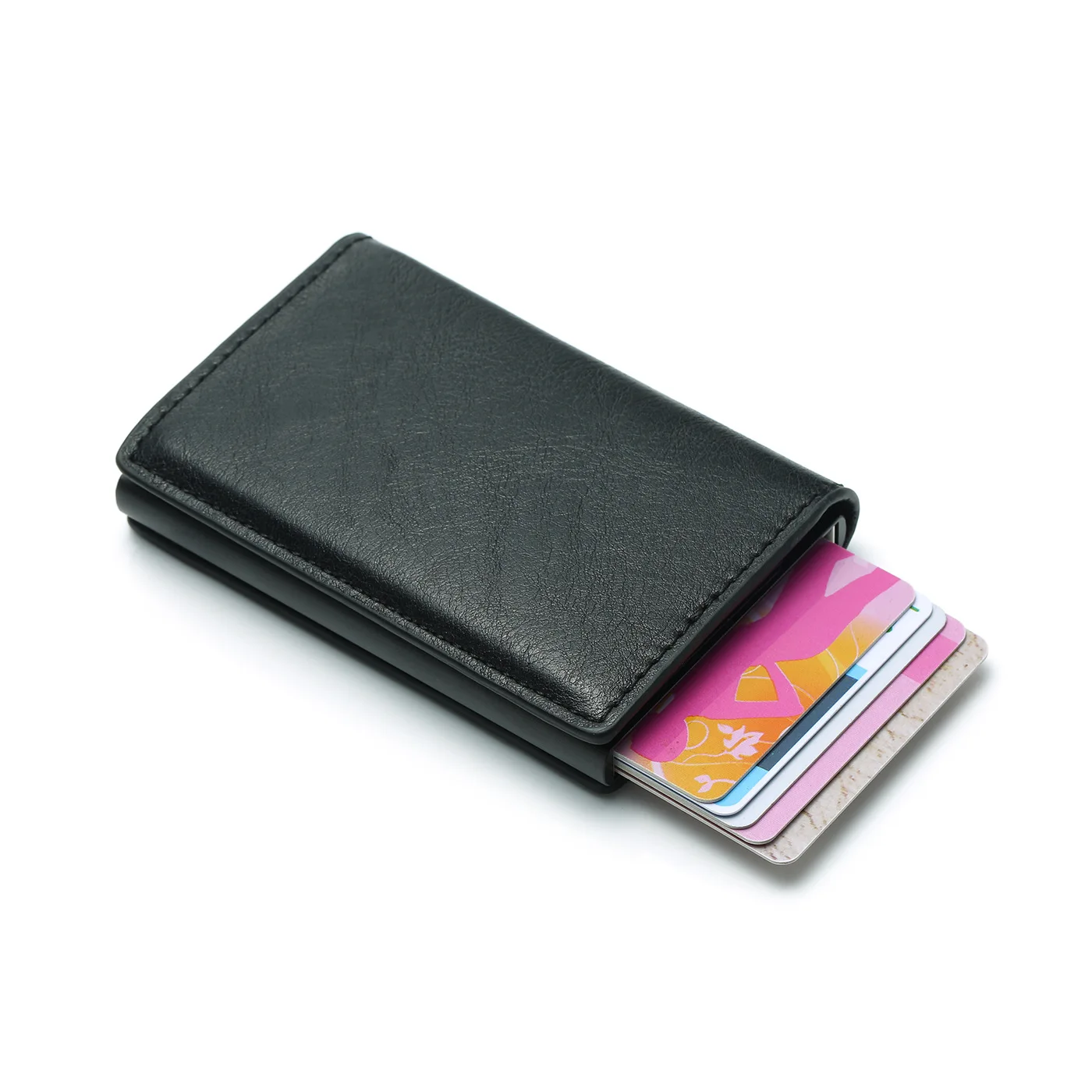 Secure RFID Blocking metal wallet Pop Up Credit Card Holder