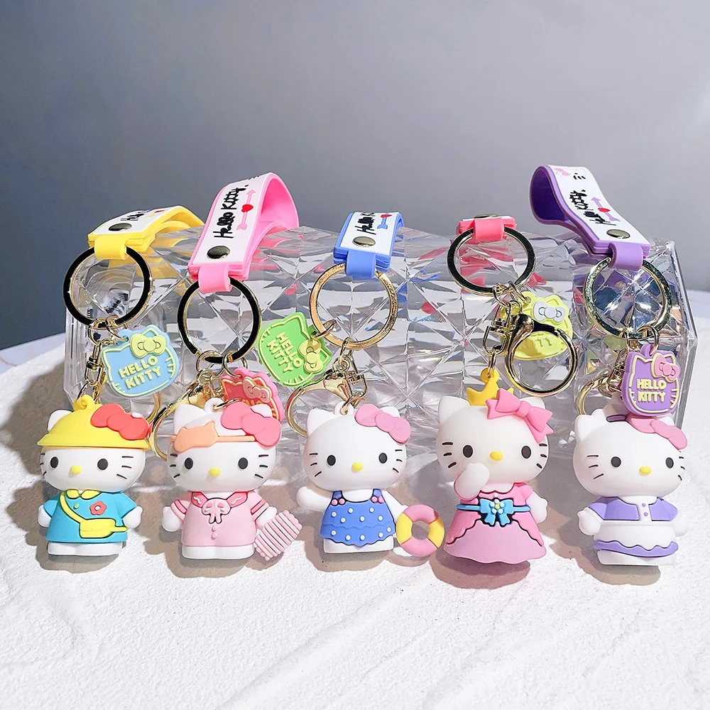 Новинка стильный классический аниме-мультяшный Sanrio Hello kitty 3D брелок для ключей подарок подростков рюкзак кукла с орнаментом