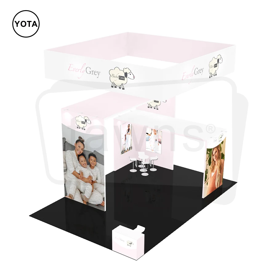 Tawns New Design Custom 20x30ft Portable Tool Free Aluminum Tube Expo Advertising Tension Fabric Exhibition Trade Show Booth