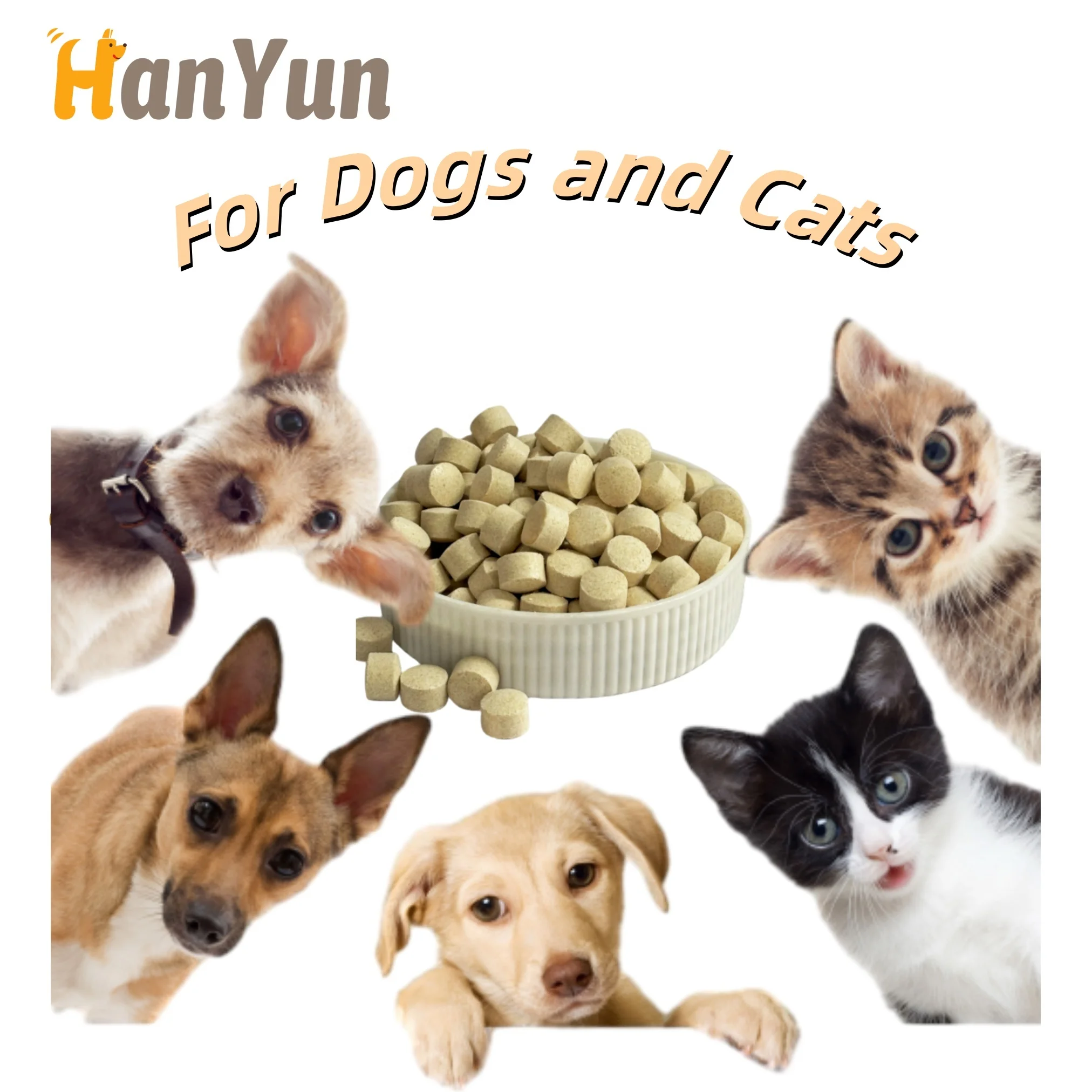HanYun Wholesale Pet Nutrition Calcium Lysine Immune Tablets Chicken Flavor for Dogs Cats Immune Respiratory Support Supplements