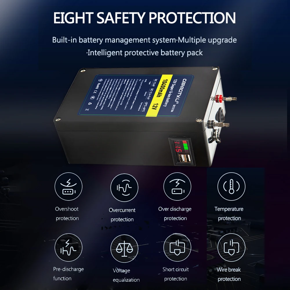 12V 10AH 20AH 30AH LiFePO4 Portable battery for outdoor camping illumination Emergency Power Supply rechargeable battery pack