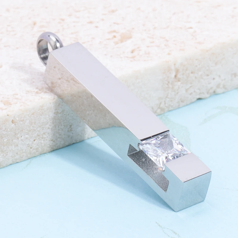 Stainless Steel Cuboid Detachable Cremation Ashes Urn Easter Cube Locket With Zircon Pendant Necklace To Commemorate Loved Ones