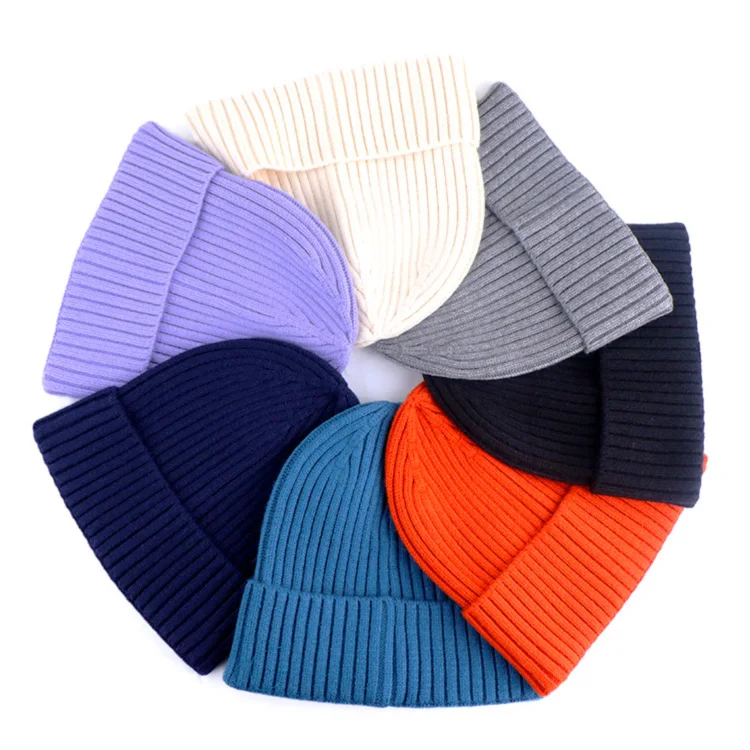 soft warm knitted beanie hats pure colorful men beanies wool custom beanie hat