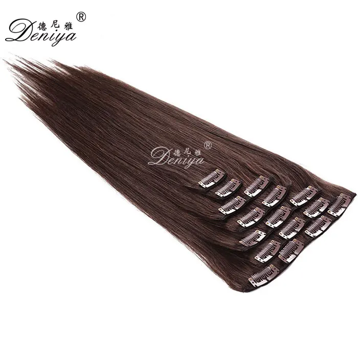 
High Grade Factory Wholesales 7 Piece Clips in Human Hair Extension 
