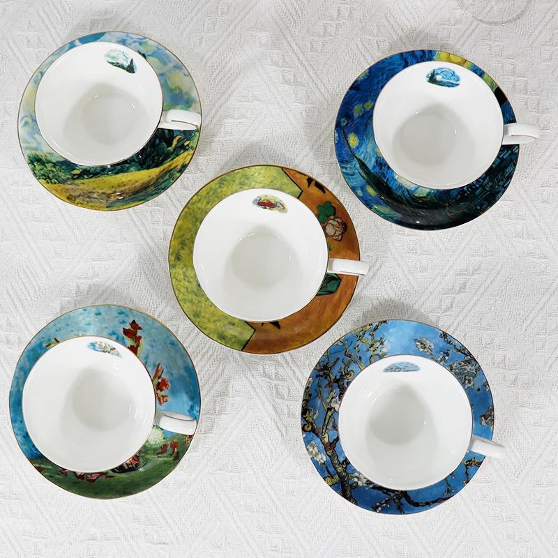 Wholesale Custom Fashion Porcelain Bone China Ceramic Coffee Cup and Saucer Customized Color for Sale
