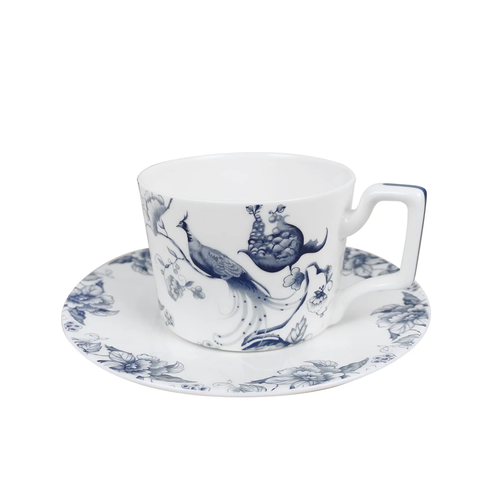 High Quality Bone China Blue And White Dinnerware Sets Chinese Style Vintage Blue Birds Flowers Ceramic Plates For Wedding