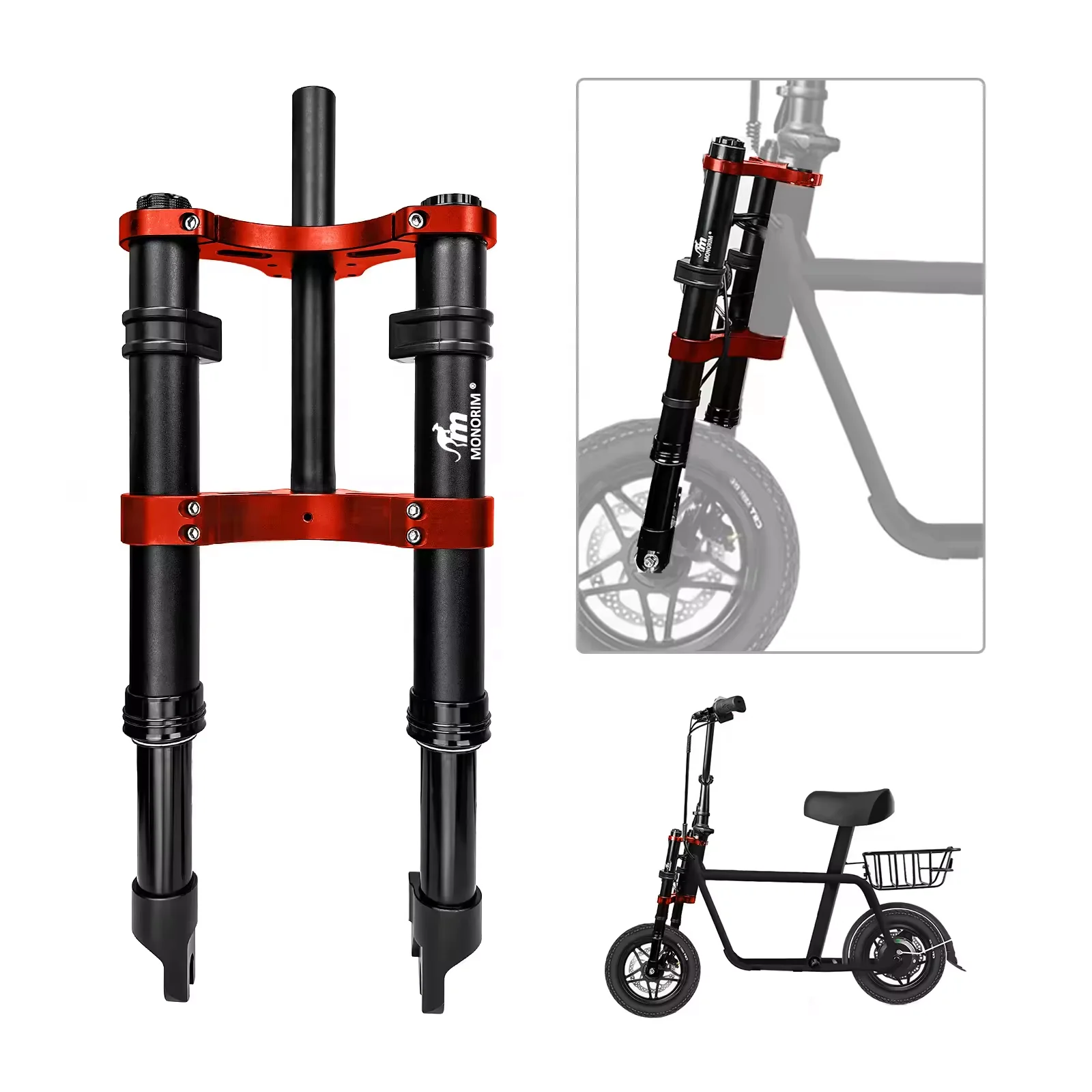 MONORIM MB0 Ebike front forks air suspension 16inch front wheel mopad parts more safe suitable for FIIDO Q1/ Q1S/Q2 EBIKE