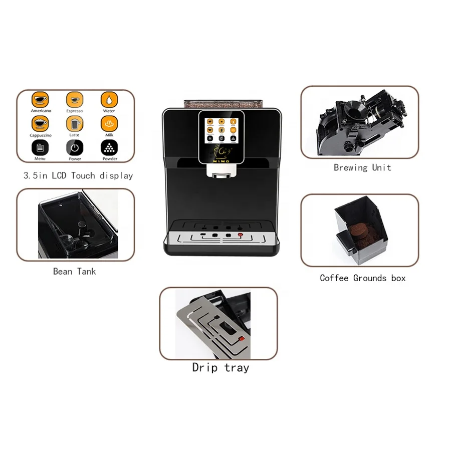 Hot milk foam with full touch screen automatic coffee machine