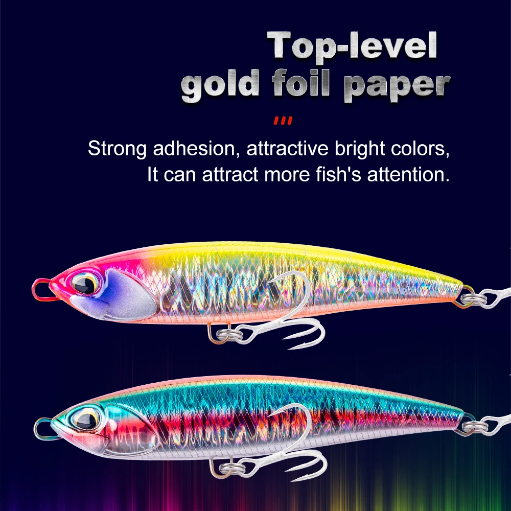 HONOREAL new hard artificial seas fish lures custom stick bait pencial fishing lures with Mustad Hook