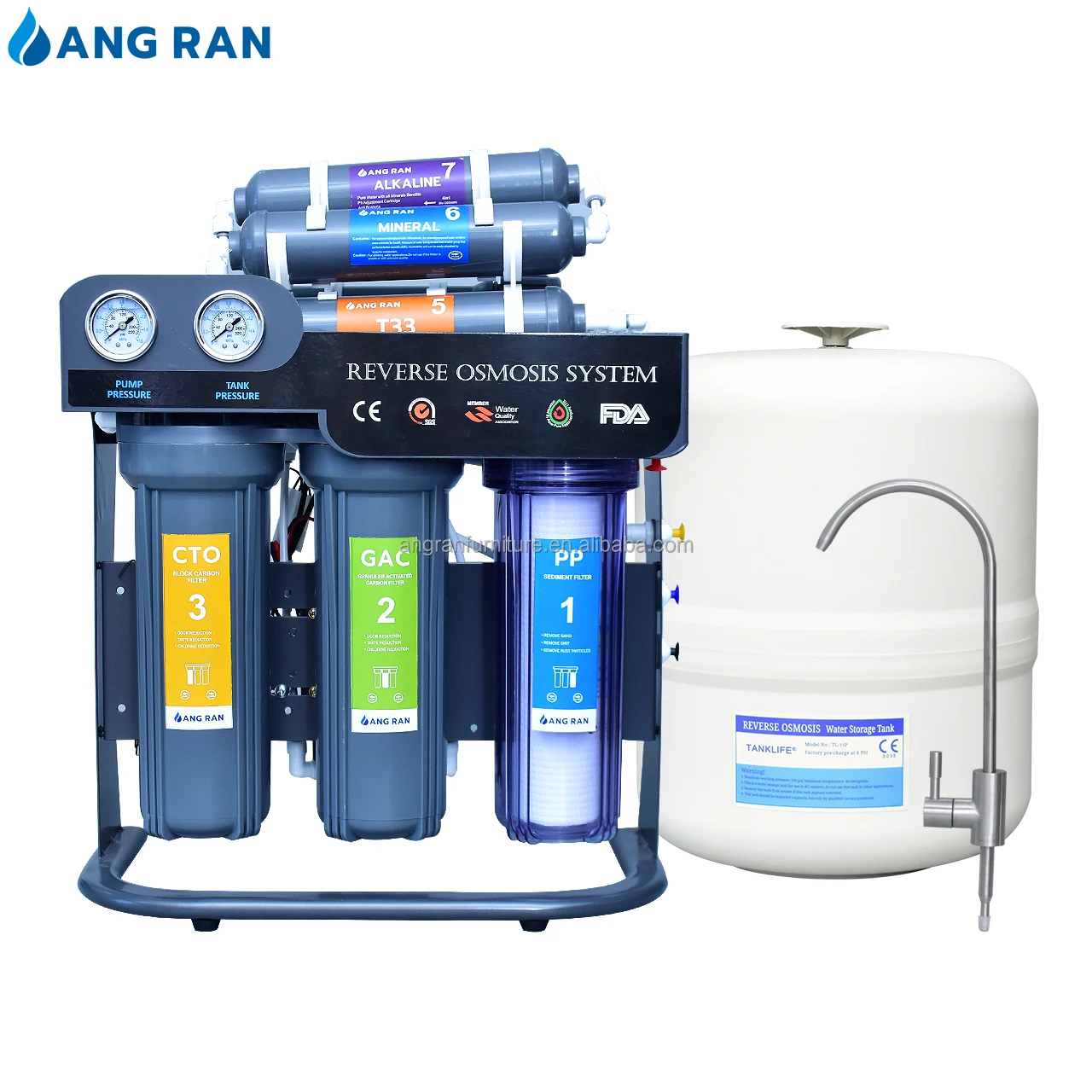 Aqua Water Purifier Machine Undersink Water Filter Mineral Water Filter Purifier ABS China for Home Material 28 Ro 18 Months