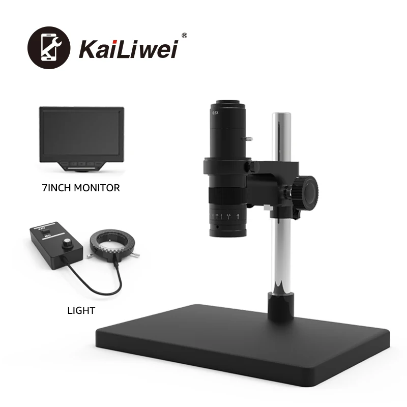 Kailliwei  16MP USB Camera Digital Microscope With 7 Inch HD Lcd Display and ring light For Industrial BGA Rework