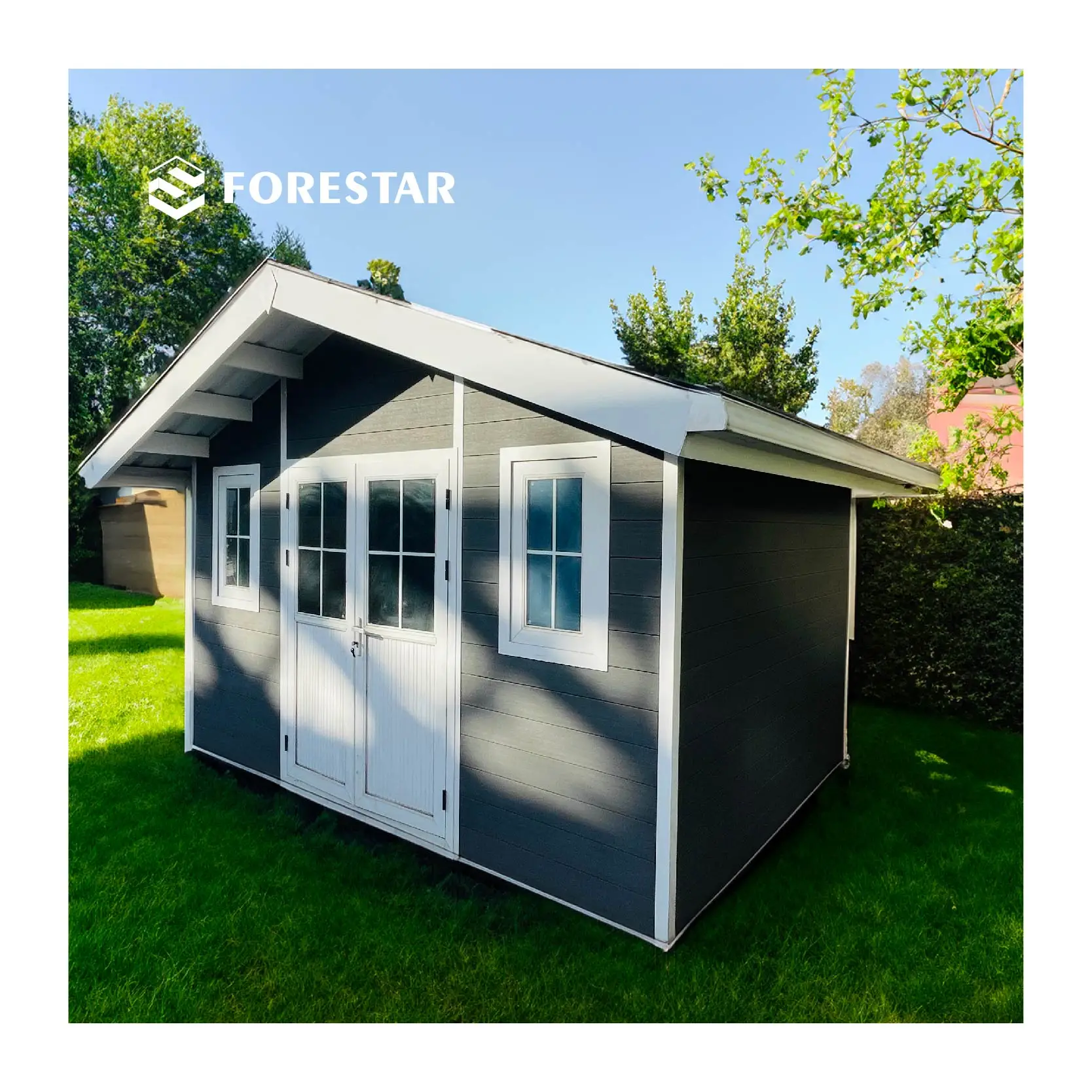 E2854 5m*4m Outdoor Storage Shed Garden Tool House Four Room Big Size HDPE Plastic Waterproof Set Resin Window Frame Layer Parts