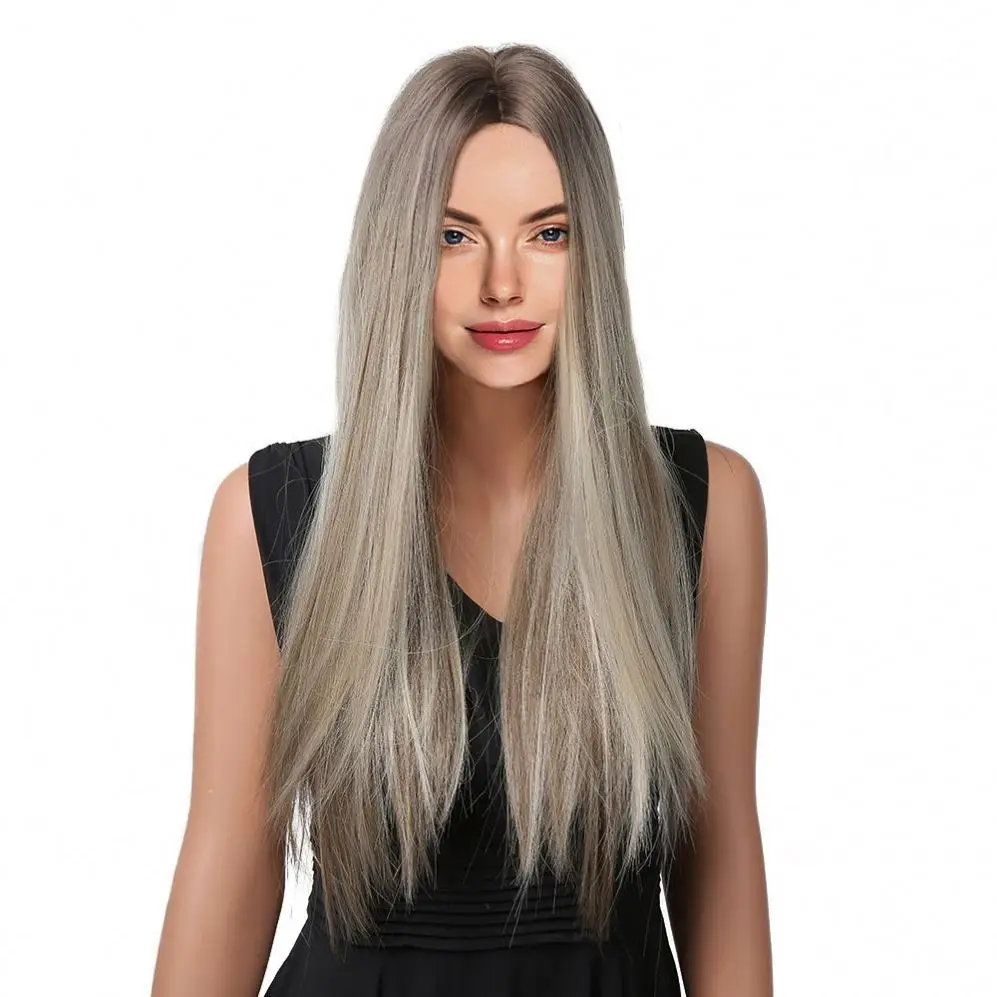 26 Inch Long Beautiful Hd Lace Front  Human Hair Body Wave Synthetic Wigs For Black Women