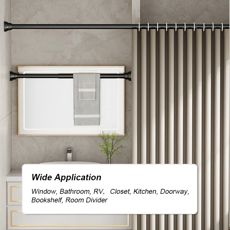 Hot Sale Metal Extendable Curtain Poles Telescopic Rod For Bathroom Shower Curtain Poles No Drill