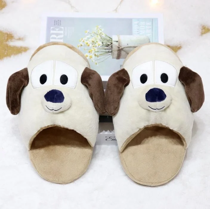 Customized Animal Slippers Plush Winter Indoor Home Flat Slipper Shoes For Women Adults