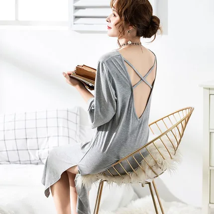 ladies modal sleep dress backless nightgown night dress for honey moon