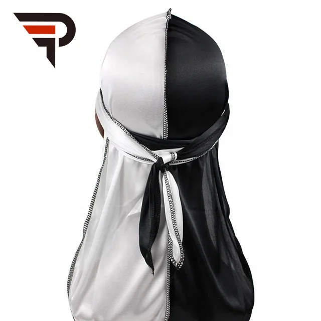 Hot selling satin silk bandana long tail pirate hat cloak hip-hop womens silk headscarf