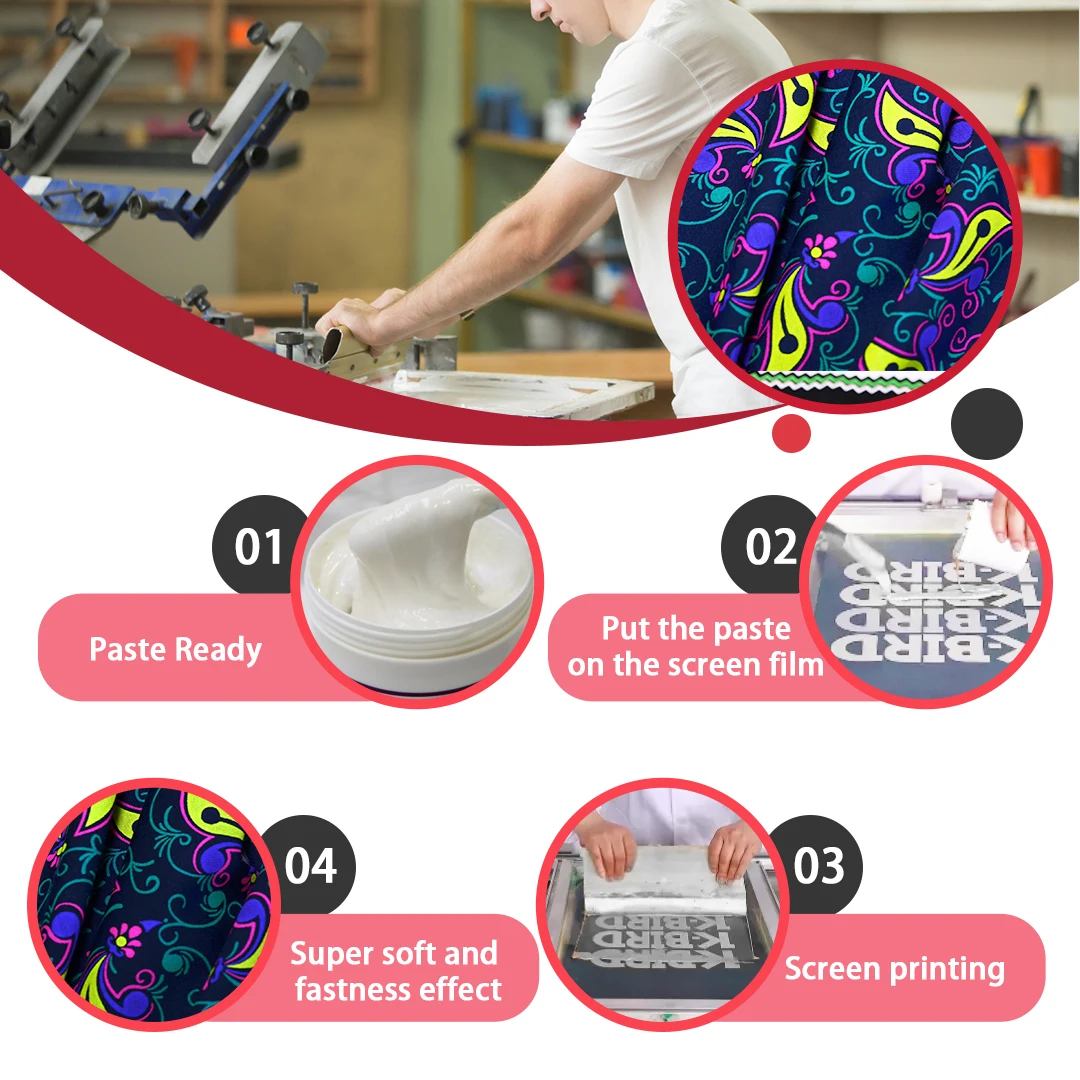 Screen printing for textile white imitation discharge paste soft water-based ink