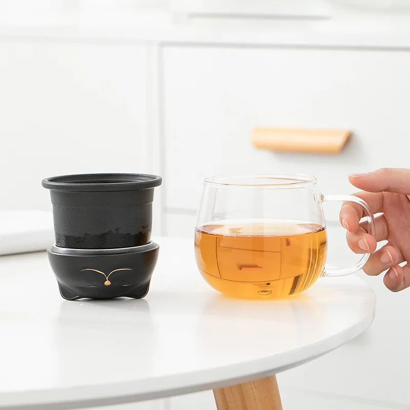 Ceramic Tea Mug with Filter/Steeper and  Portable Ornament Infused Tea Cup