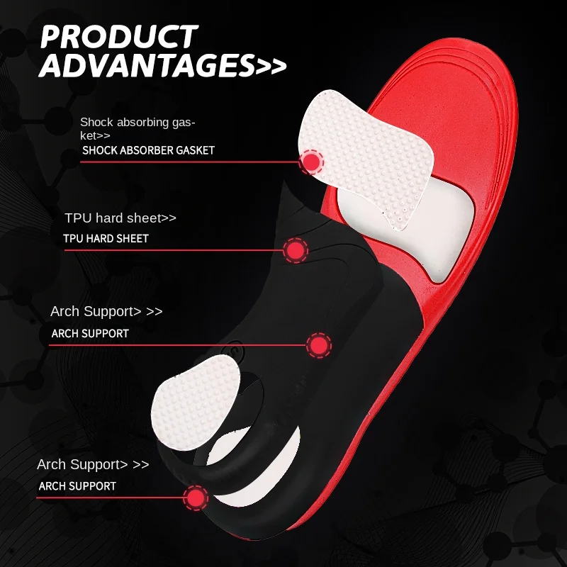 Explosion Black Red Print Flat Foot Correction Arch Insoles