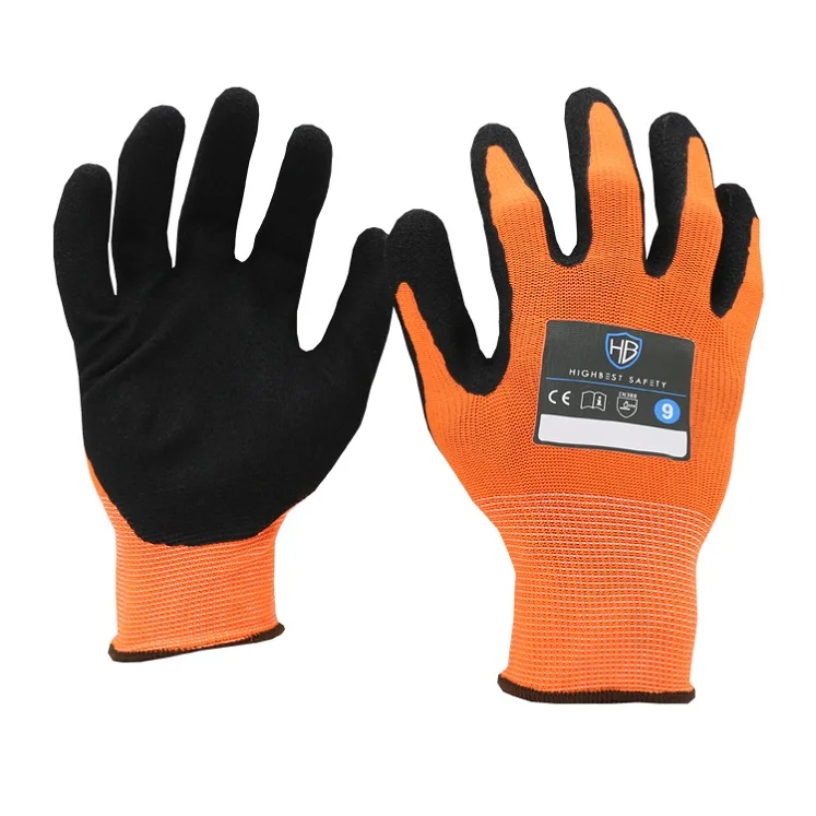 Hot Selling Anti-Slip Latex Coated Hardware Gloves For Assembly SE LS316E Orange Latex Dipped Safety Gloves Sheet Metal Work