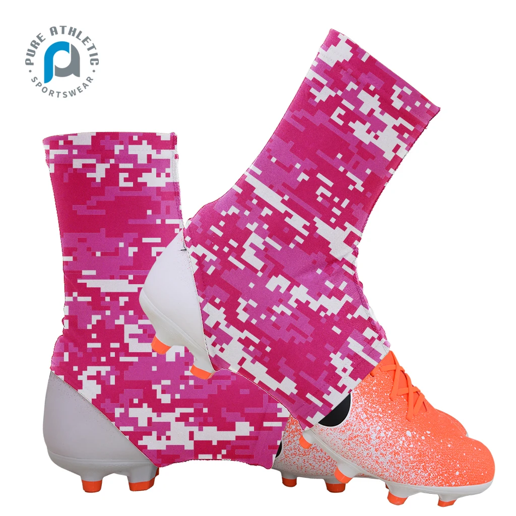 Pure Low MOQ pink ribbon breast cancer awareness Customized sublimation cycling soccer  cleat covers Football youth spats
