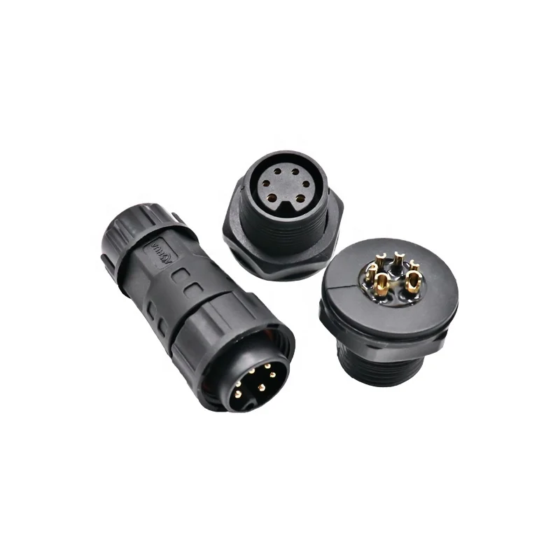 2+4 pin power cable panel type waterproof ip67 welding connector male female