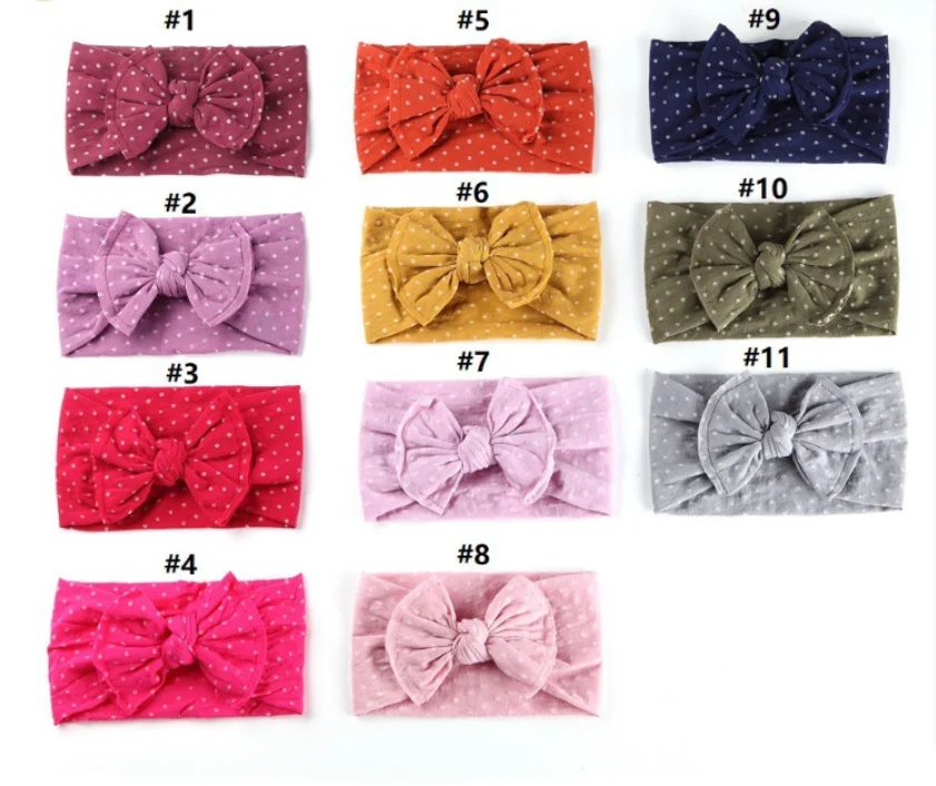 Customized Newborn Elastic Children Baby Nylon knit Headband Turban Bow&Knot Soft Cable Nylon Kids Hair Accessories