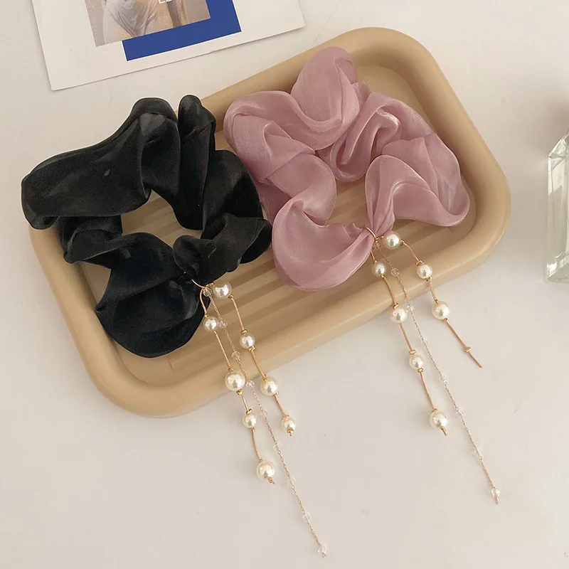 Large Solid Color Silk Scrunchies Fashion Scrunchy Hair Band Elastic Scrunchies In Various Colors