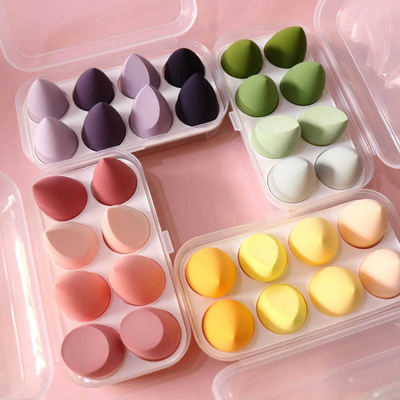 8 pcs 4pcs Purple Yellow Pink Green cosmetics blending Egg Latex Free  Make Up Beauty Makeup Blender Sponge Set