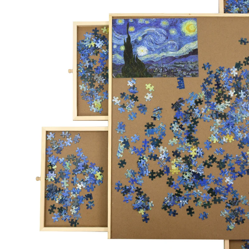 Practical High Quality Education Toys Wooden Children Toys 6 Drawers Jigsaw Wooden Puzzle Table Pine Wood Educational Toy